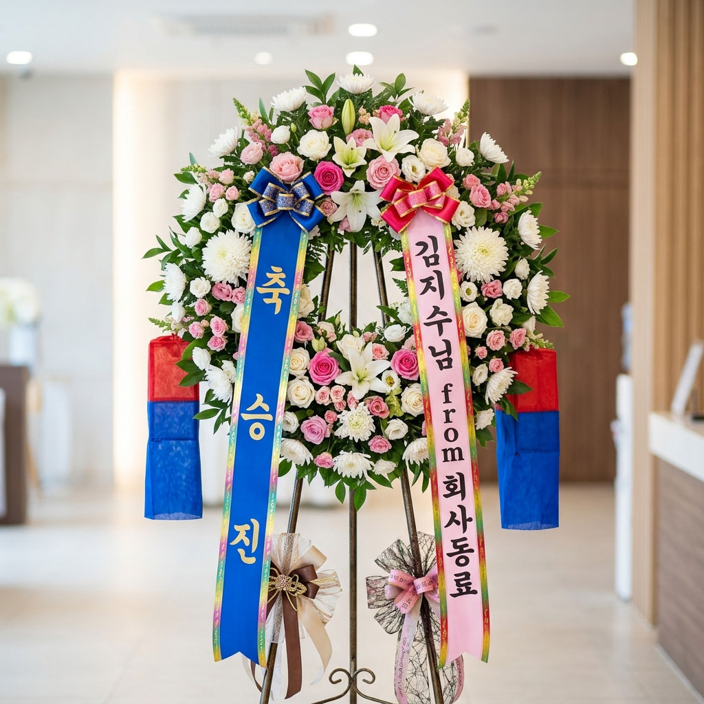 a beautiful congratulatory flower wreath stand 1775715325354
