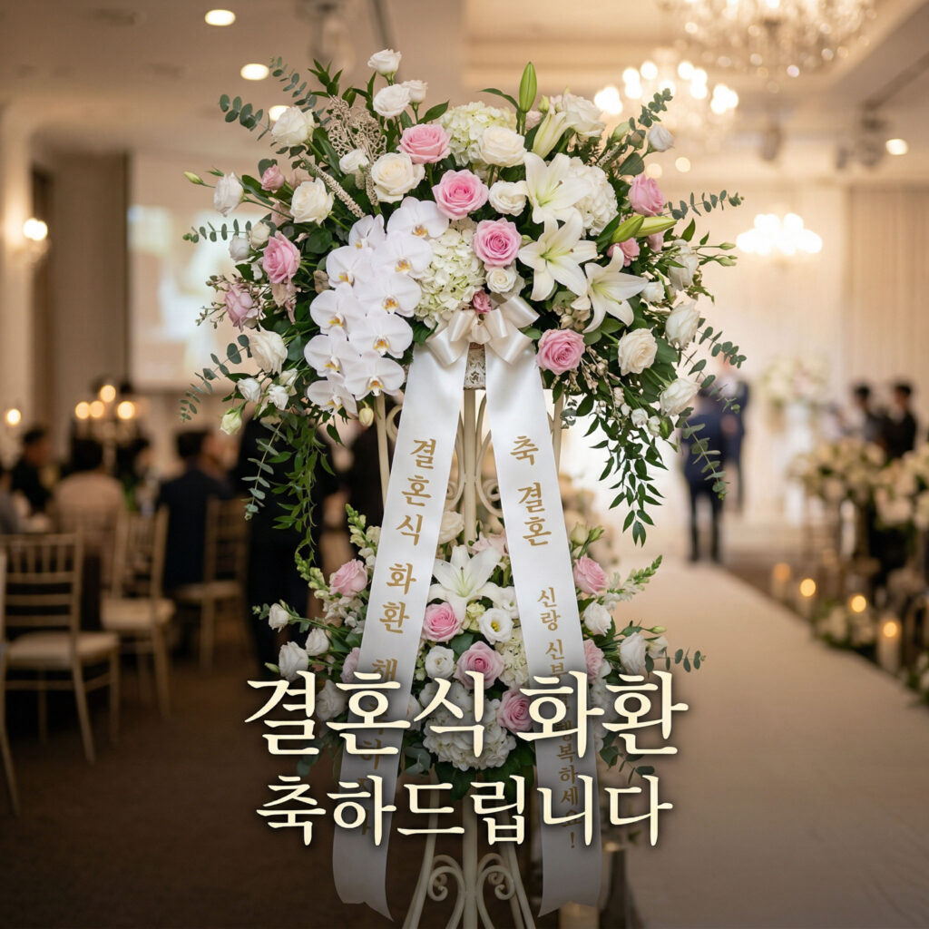 결혼식화환문구 뭐라고 써야 할까? 친구·직장·가족별 센스 있는 리본 문구 모음 professional wedding congratulatory flower stand c 1775032277234
